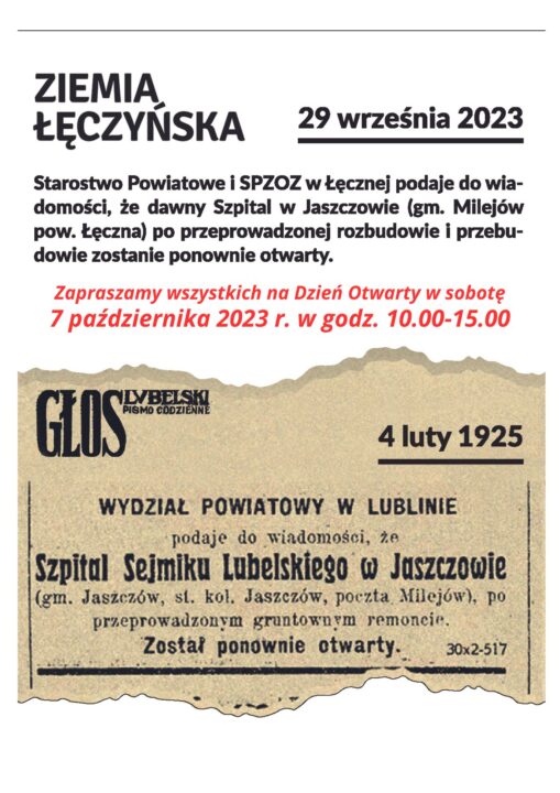 Miniaturka artykułu Zaproszenie na ponowne otwarcie Szpitala w Jaszczowie