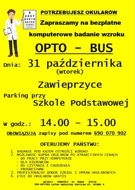 Miniaturka artykułu Bezpłatne komputerowe badania wzroku na parkingu przy Szkole Podstawowej w Zawieprzycach