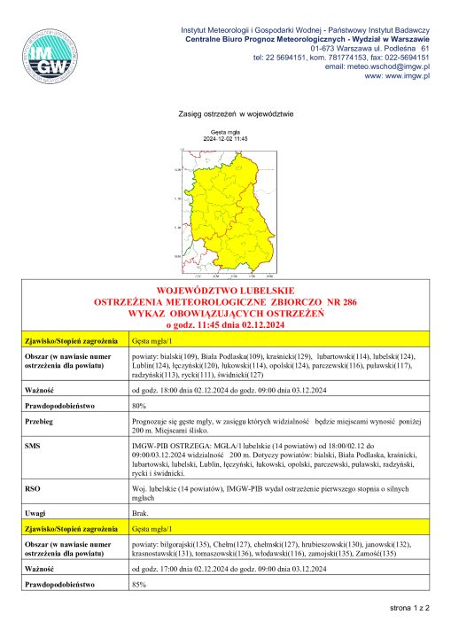 Miniaturka artykułu Ostrzeżenie meteorologiczne