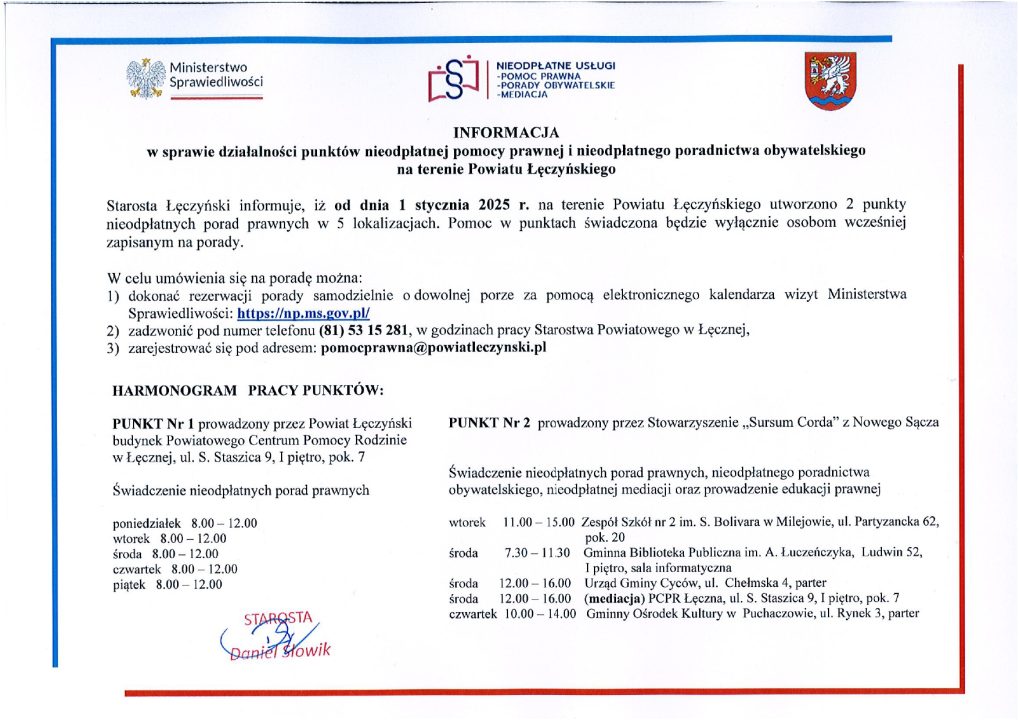 Miniaturka artykułu Nieodpłatna pomoc prawna na terenie Powiatu Łęczyńskiego