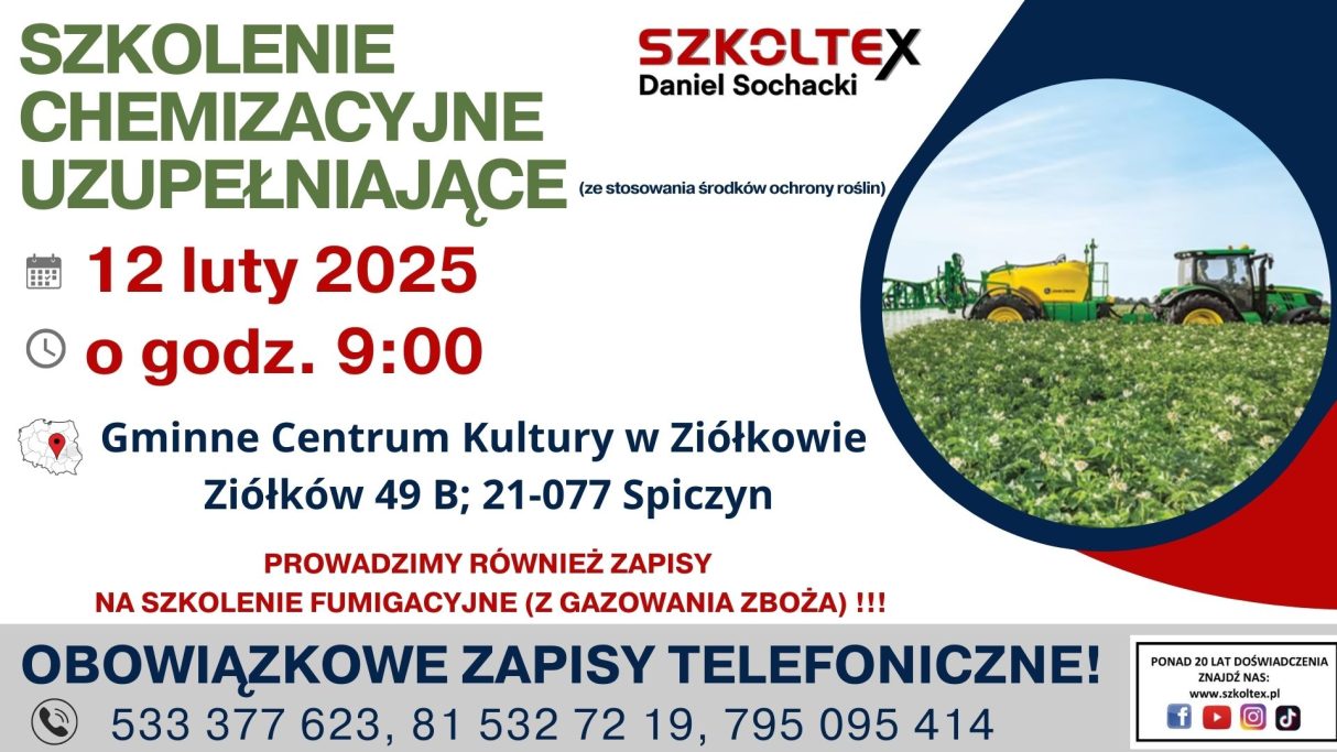 Miniaturka artykułu Szkolenie chemizacyjne uzupełniające – 12.02.2025 r.