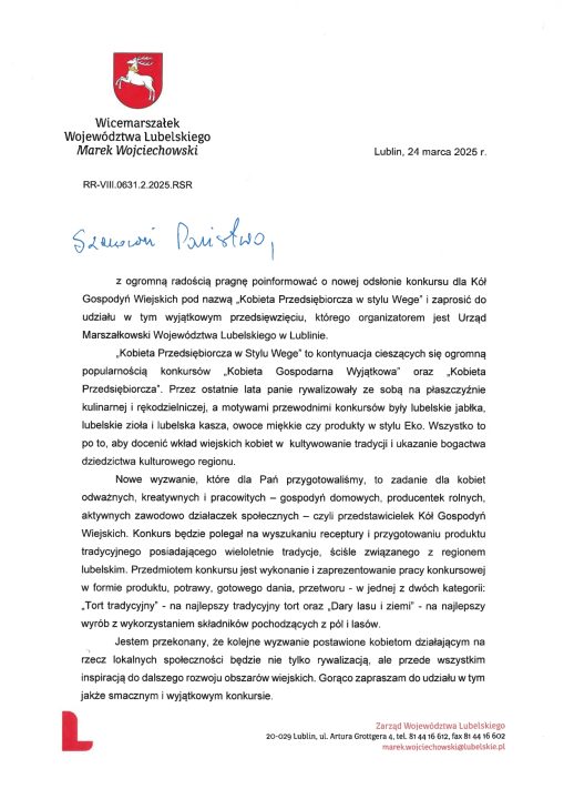 Miniaturka artykułu Konkurs dla KGW Kobieta Przedsiębiorcza w stylu Wege