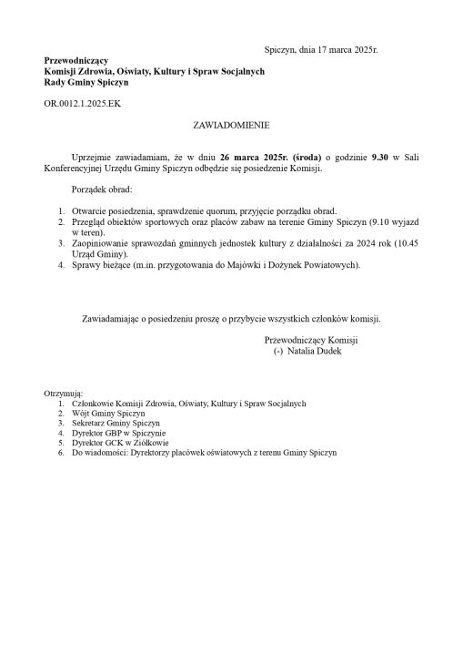 Miniaturka artykułu Zawiadomienie o posiedzeniu Komisji Oświaty