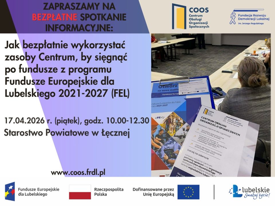 Miniaturka artykułu Bezpłatne spotkanie informacyjne dla organizacji pozarządowych w Starostwie Powiatowym w Łęcznej