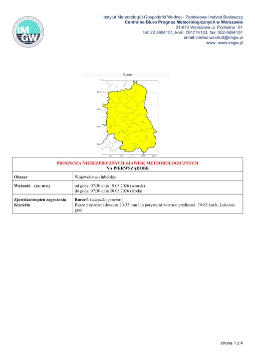Miniaturka artykułu Ostrzeżenie meteorologiczne