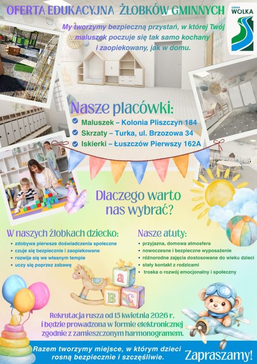 Miniaturka artykułu Wolne miejsca w żłobkach gminnych na terenie Gminy Wólka