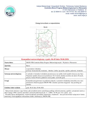 Miniaturka artykułu Ostrzeżenie meteorologiczne – burze