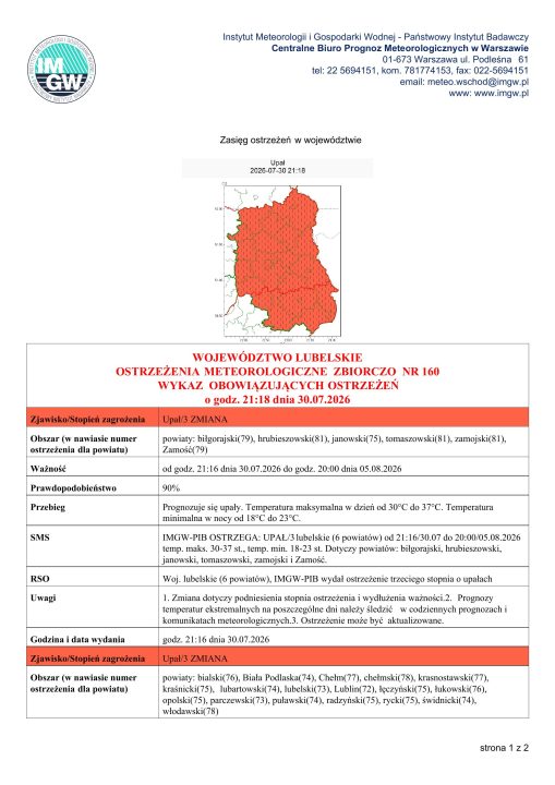 Miniaturka artykułu Ostrzeżenie meteorologiczne
