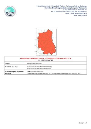 Miniaturka artykułu Ostrzeżenie meteorologiczne