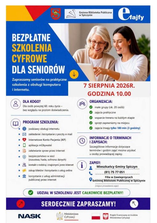 Miniaturka artykułu BEZPŁATNE SZKOLENIA CYFROWE DLA SENIORÓW 60+